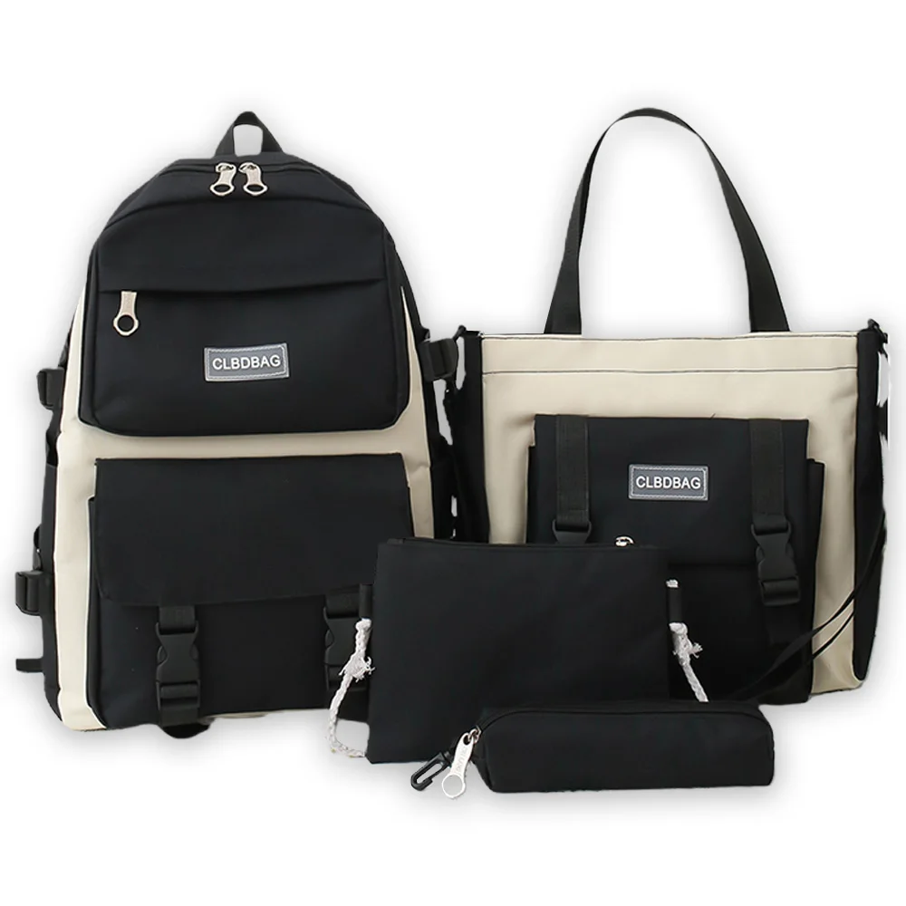 

Four-piece Set Backpack Large Capacity Trendy Casual Bag Backpack Set Korean Version Small Fresh Backpack for Daily Life Travel