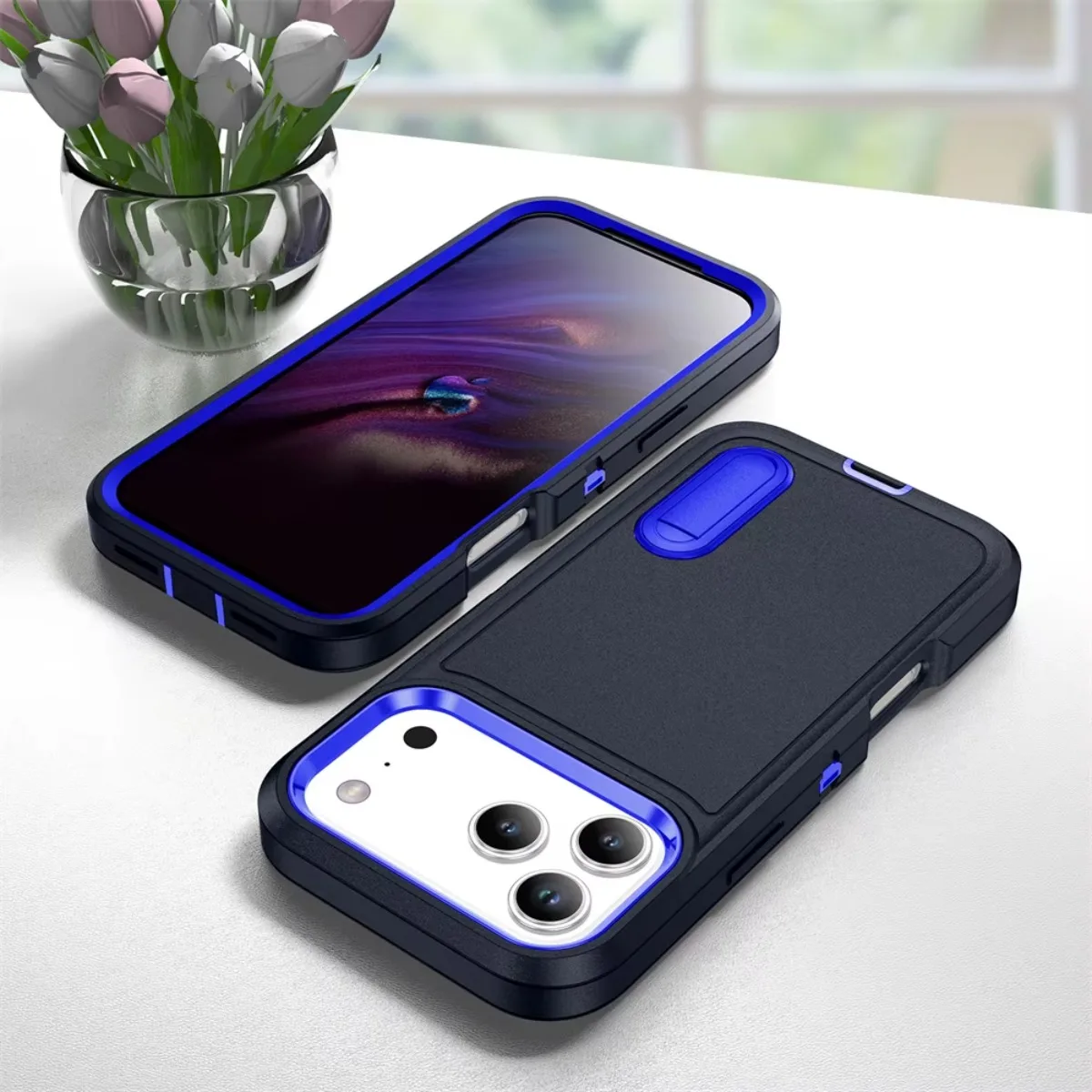 ShockProof Heavy Duty Stand Phone Case with Armor Protection and Kickstand Cover