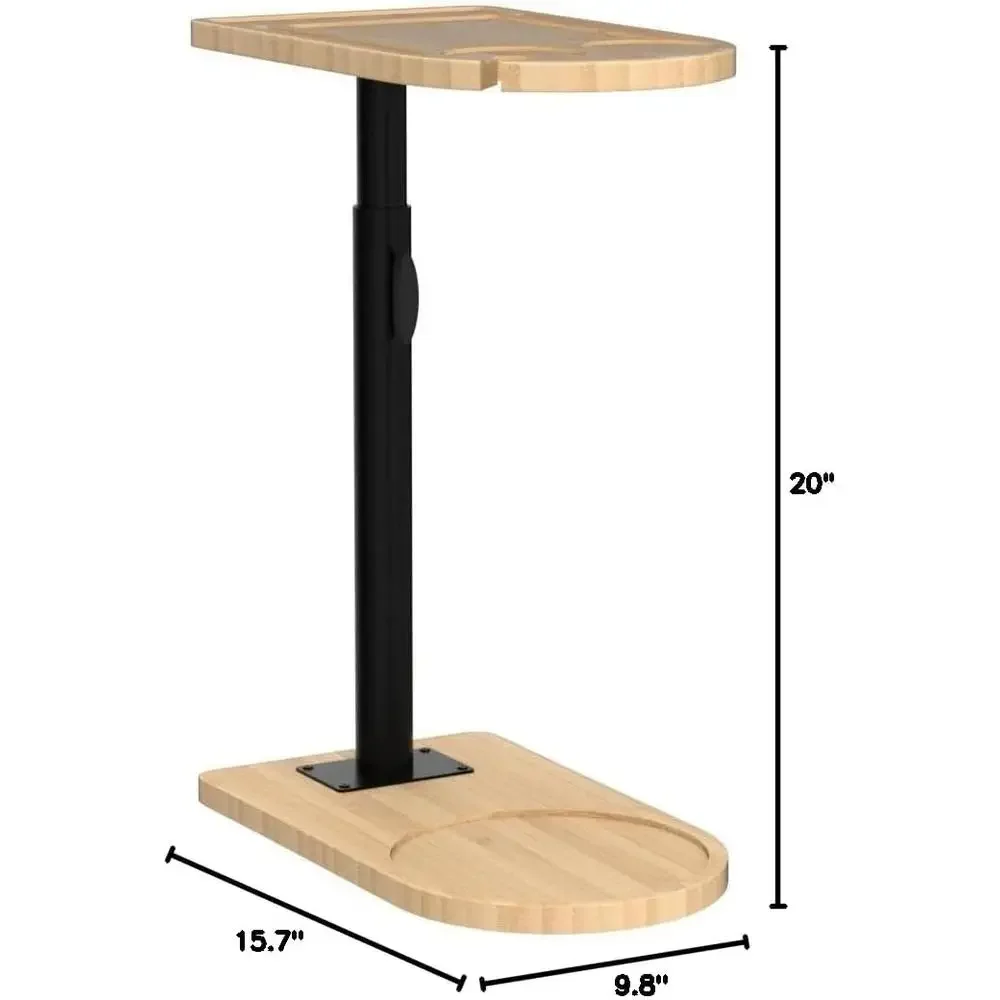 Adjustable 360° Rotatable Couch Tray Table with Phone Tablet Slots Versatile Side Table Snack Holder Easy to Assemble 3