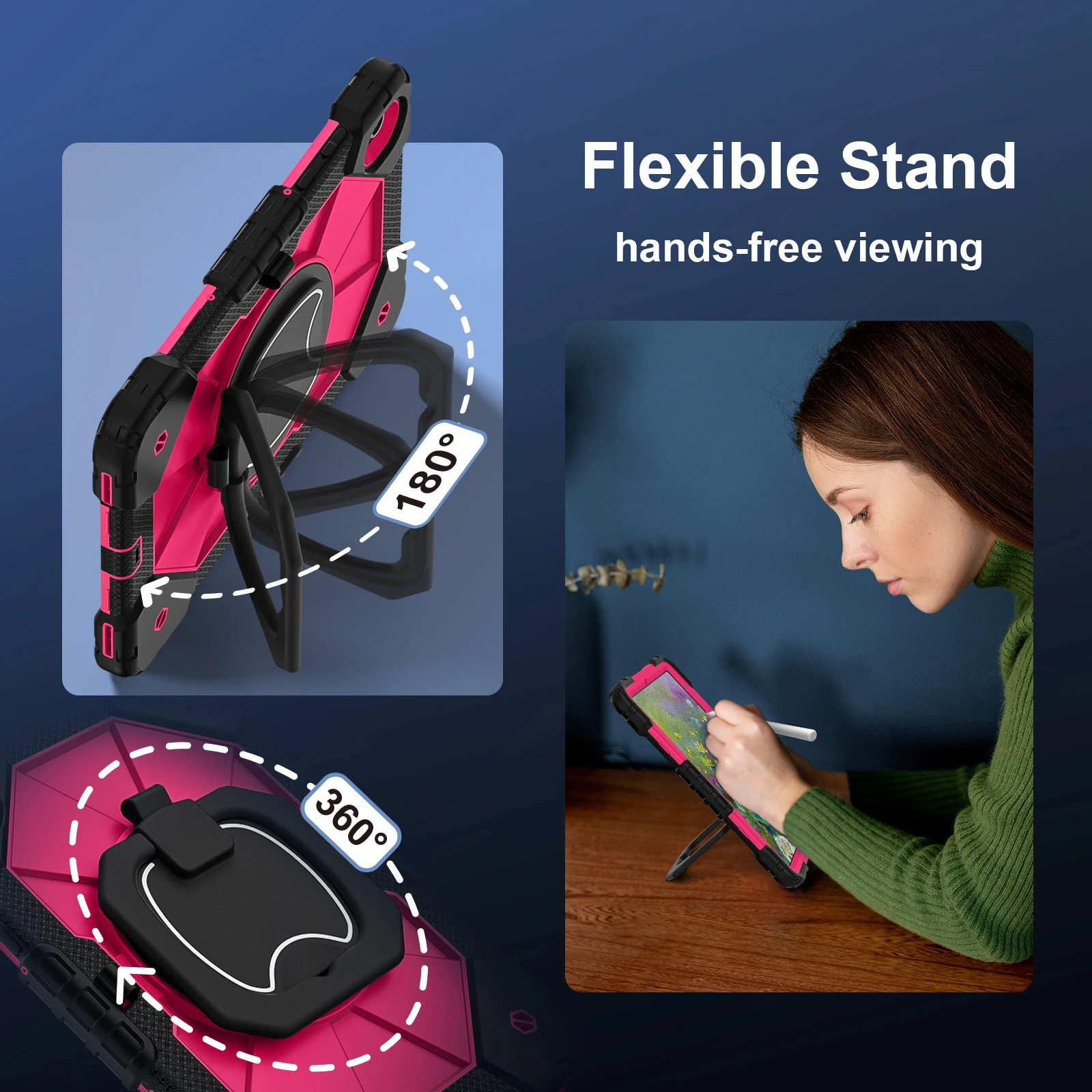 Enhanced 360° Rotating Shockproof Tablet Case and Stand - Durable Armor Protective Cover