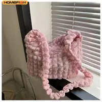 Sac bandoulière HOMEFISH avec design plissé, sac à bandoulière à carreaux brodés, sacs sous le bras, sacs fourre-tout matelassés simples de grande capacité 5