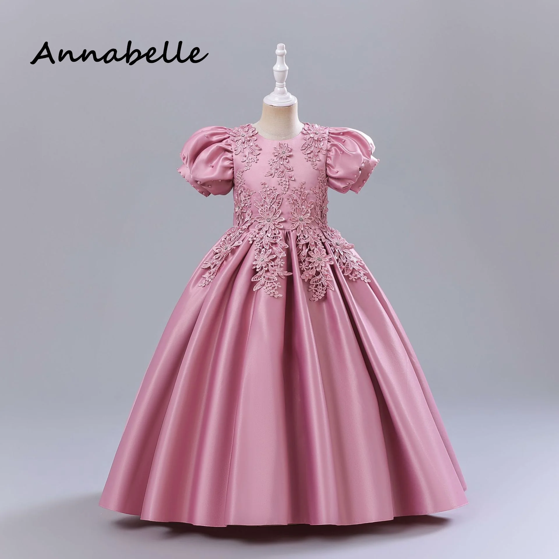 Annabelle Flower Girl Princess Dress Baby Girl Cerimonia Compleanno Maniche Corte Girocollo Per La Festa Di Nozze Damigella D'Onore Baby Dres
