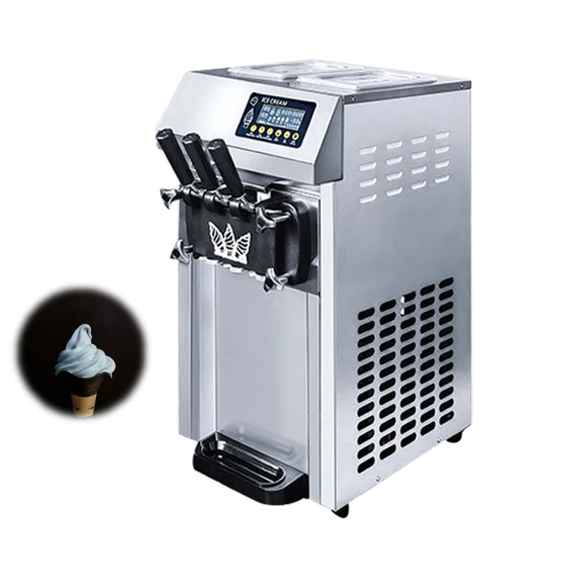 

Commercial Soft Ice Cream Machine 3 Flavors Ice Cream Makers Sweet Cone Freezing Equipment Vending Machine 110V 220V