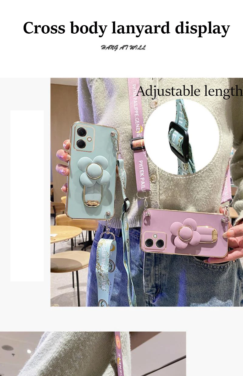 Coque avec support de moulin à vent rotatif, étui avec lanière pour iPhone 14 11 Pro 13 12 Mini 8 7 6 6S Plus 10 X Xr Xs Max SE 2020_voghion.com