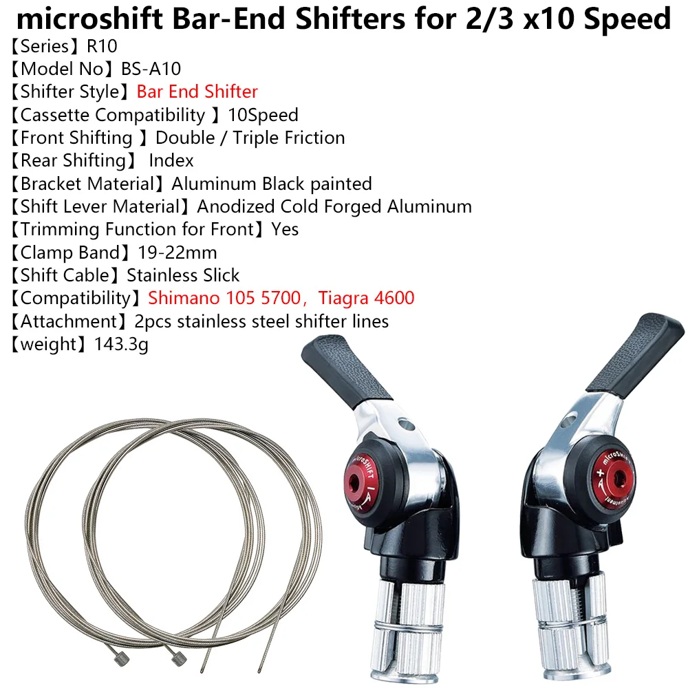 A pair microSHIFT TT Bar End Road Bike Shifter 9/10/11 Speed
