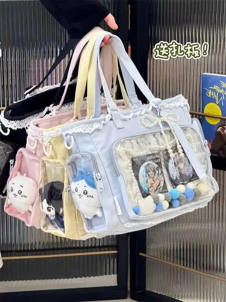 Y2K ItaBag Transparent,Japanese Kawaii Lolita Large DIY Tote Bag