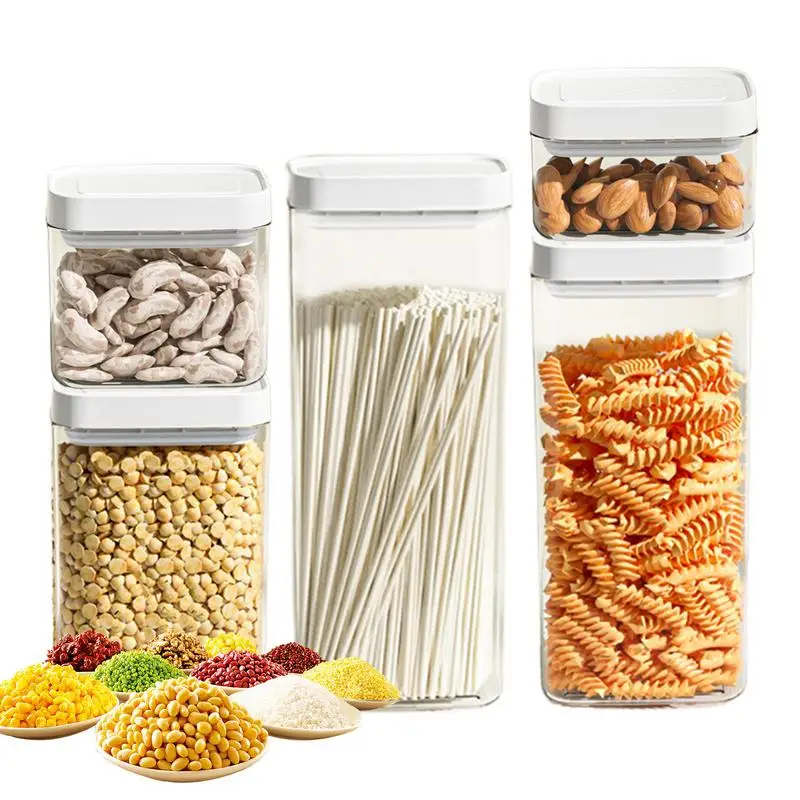 

Grain Dispenser Kitchen Food Storage Jars Clear Cereal Container Stackable Kitchen Storage Counter Jar For Cereal Flour Oats