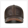 Men Real Cowhide Leather Earlap Caps Male Fall Winter 100% Real Cow Leather Hats New Casual Real Leather Outdoor Baseball Cap 5