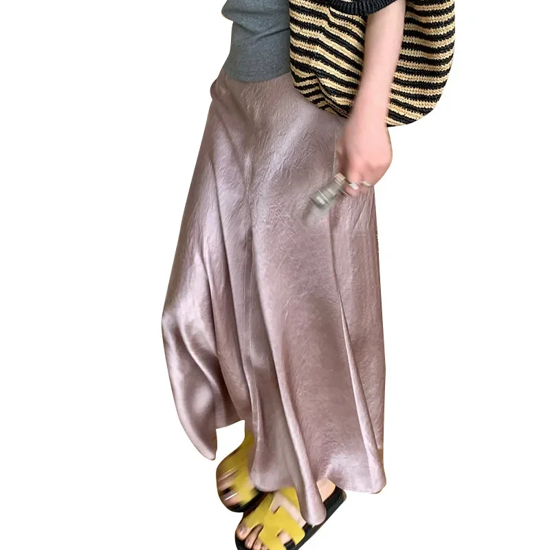 Maternity Shiny Acetate Satin Fish Tail Half Skirt Women's High Waist Body Slimming Skirt New Hot Sale Of The Season Fashion Tod