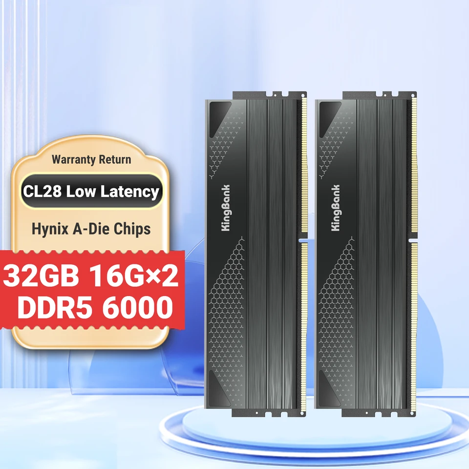 メモリー KingBank DDR5 6000Mhz 32GB(16GBx2) Kingbank 2 Pics DDR5 16GB RAM 6000MHz 6400MHz 6800MHZ XMP PC