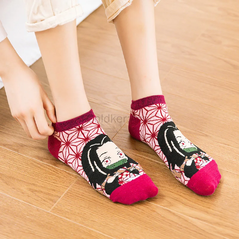 Unisex Adult Kids Anime Sock Short Socks Cosplay Prop Cartoons Anime Accessories Kamado Tanjirou Kamado Nezuko Cotton Socks
