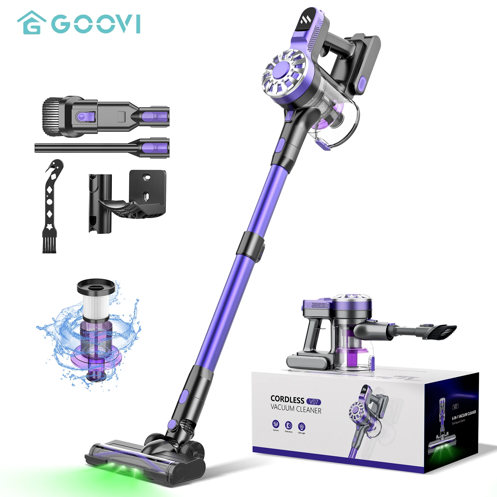 GOOVIV07100KPAWirelessHandheldVacuumCleaners180WSuctionPower