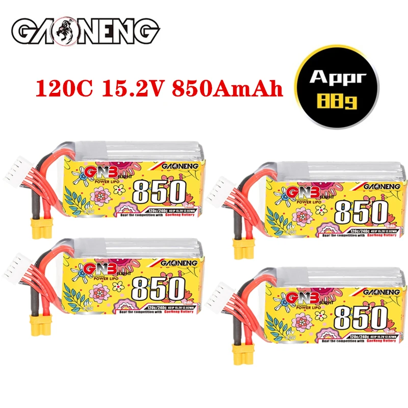 Gnb 4S 15.2V 850Mah Batteria Lipo Cinelog Cinewhoop Ricambio Rc Aereo Elicottero Racing Hv 120C/240C 15.2V Batteria Con Spina Xt30