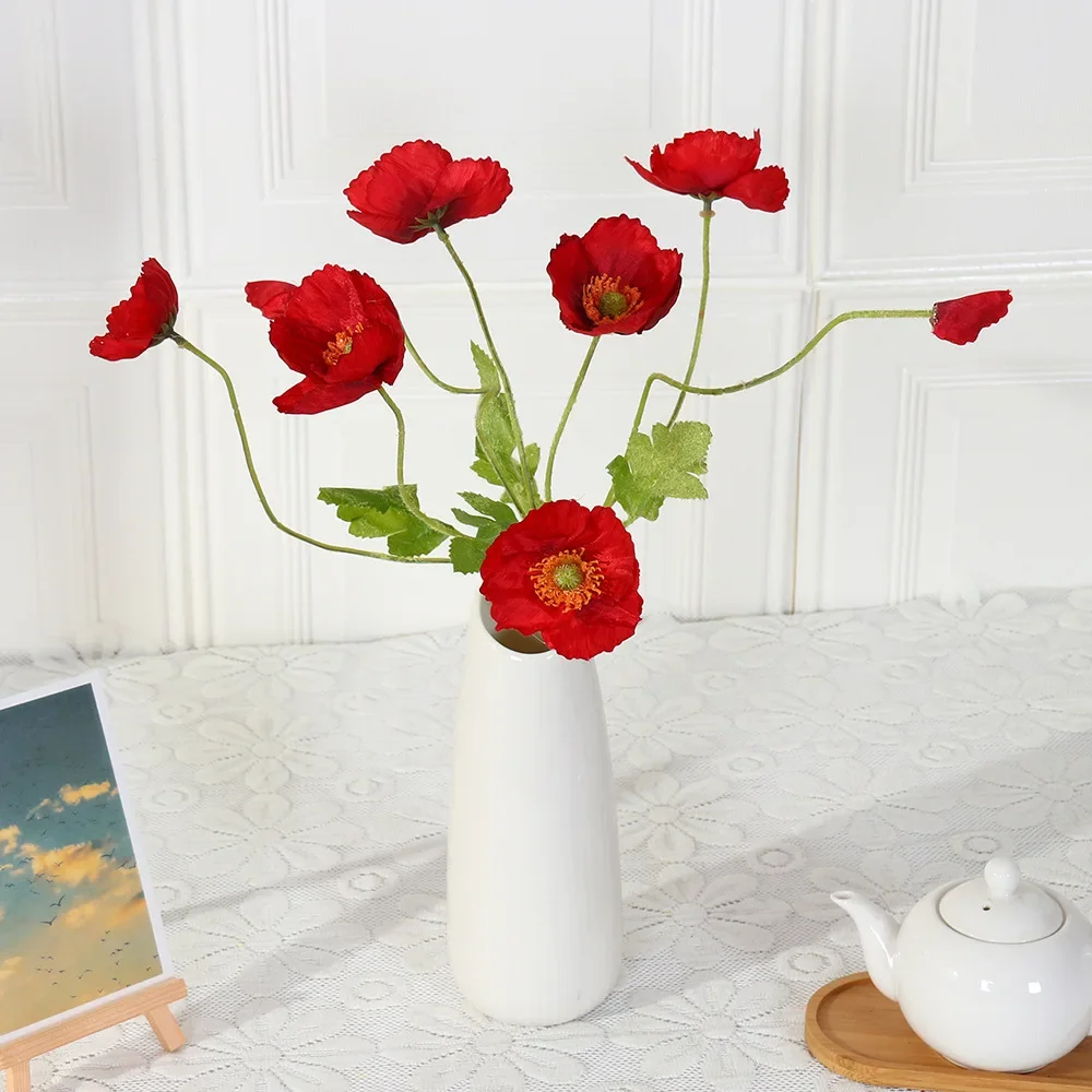 4 Teste Poppies Fiori Artificiali Poppies Crisantemo Occidentale Fiori Finti Pastorale Matrimonio Decorazione Della Casa