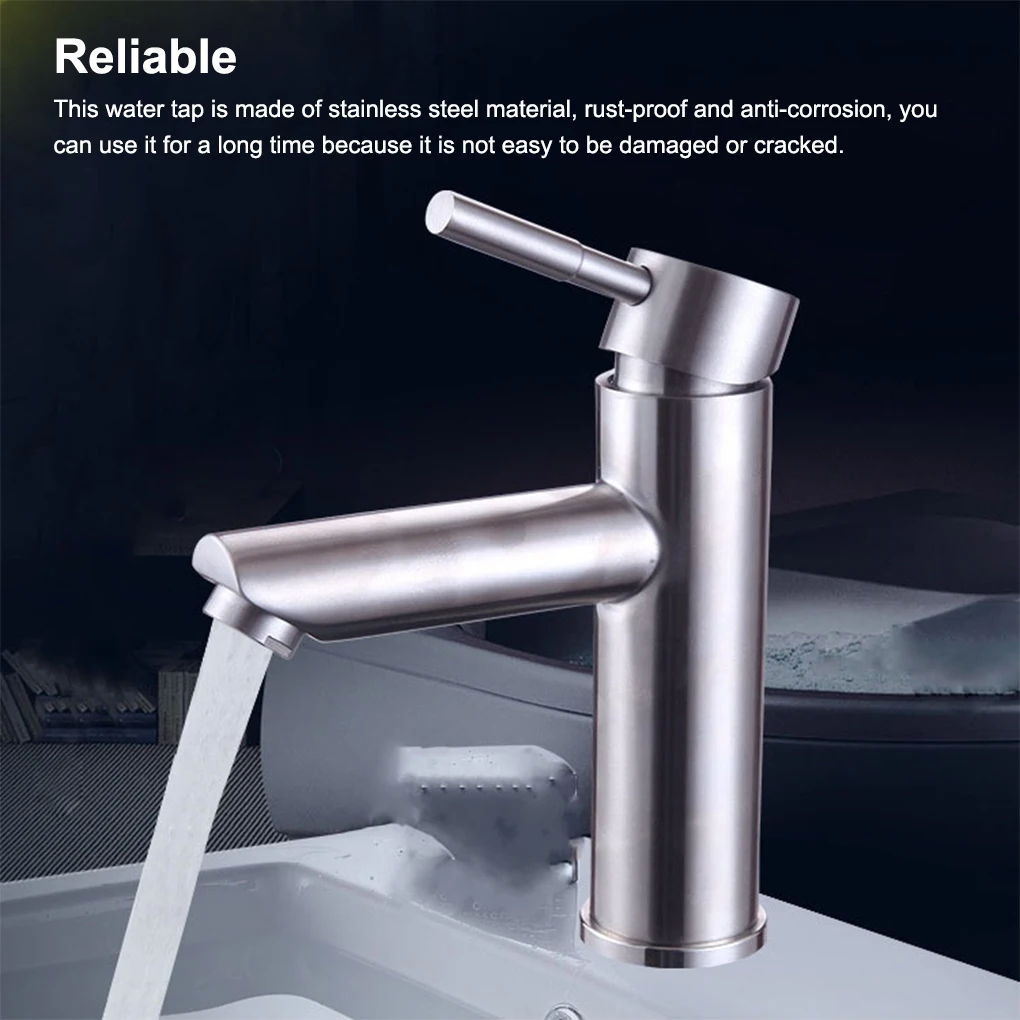 

Basin Tap Stainless Steel Kitchen Bathroom Single Hole Water Faucet Flow Waterfall Sink Deck Mounted Spout Sprayer Hotel