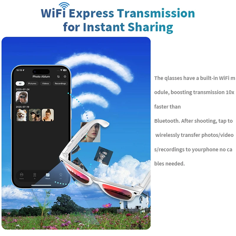 New 800W Camera AI Glasses Men Color-Changing Smart Translation Glasses Photo Video Recording Waterproof Call Smart Sunglasses