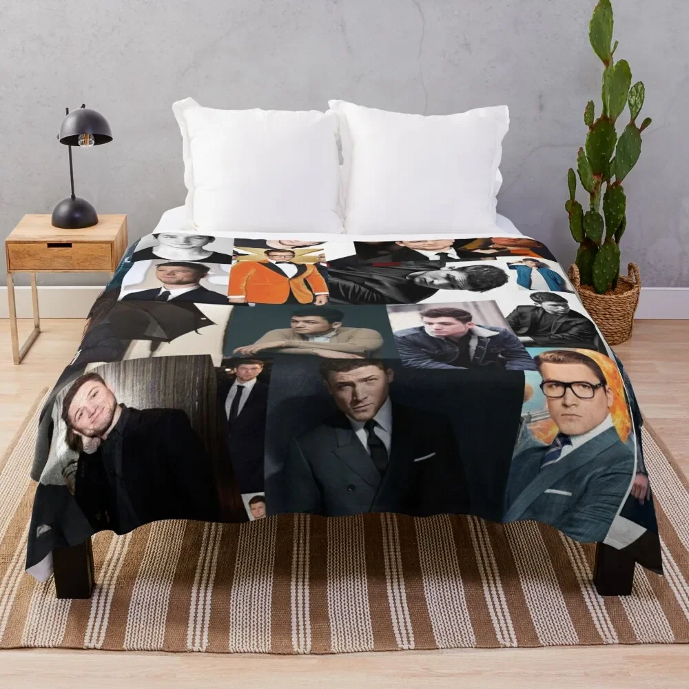 

Taron Egerton Abstract Photos Collage Throw Blanket Designers Luxury St Sleeping Bag Luxury Blankets