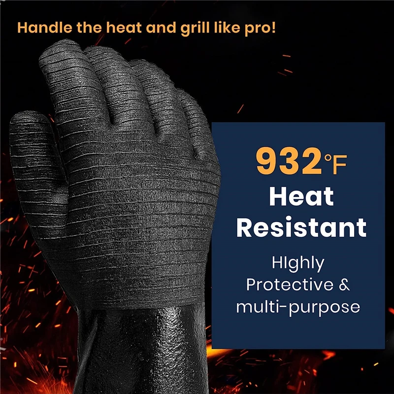 Guanti Da Griglia Resistente Al Calore - 14 Pollici Per Barbecue, Forno E Friggitrice - Foto 4