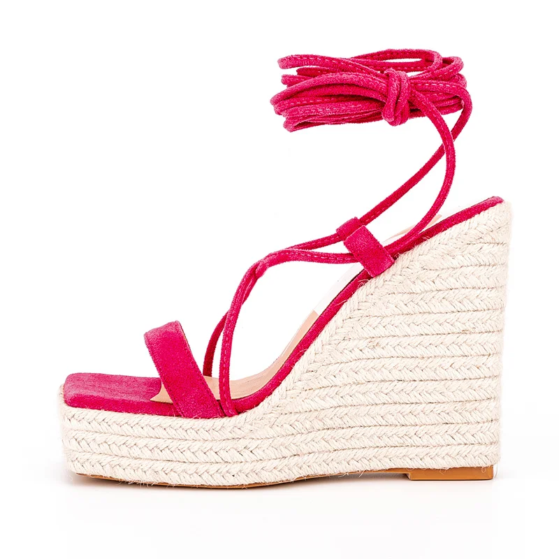 

Богемные стильные женские сандалии с ремешком на щиколотке, летние туфли на танкетке с квадратным носком, повседневные сандалии-гладиаторы для женщин, 2023