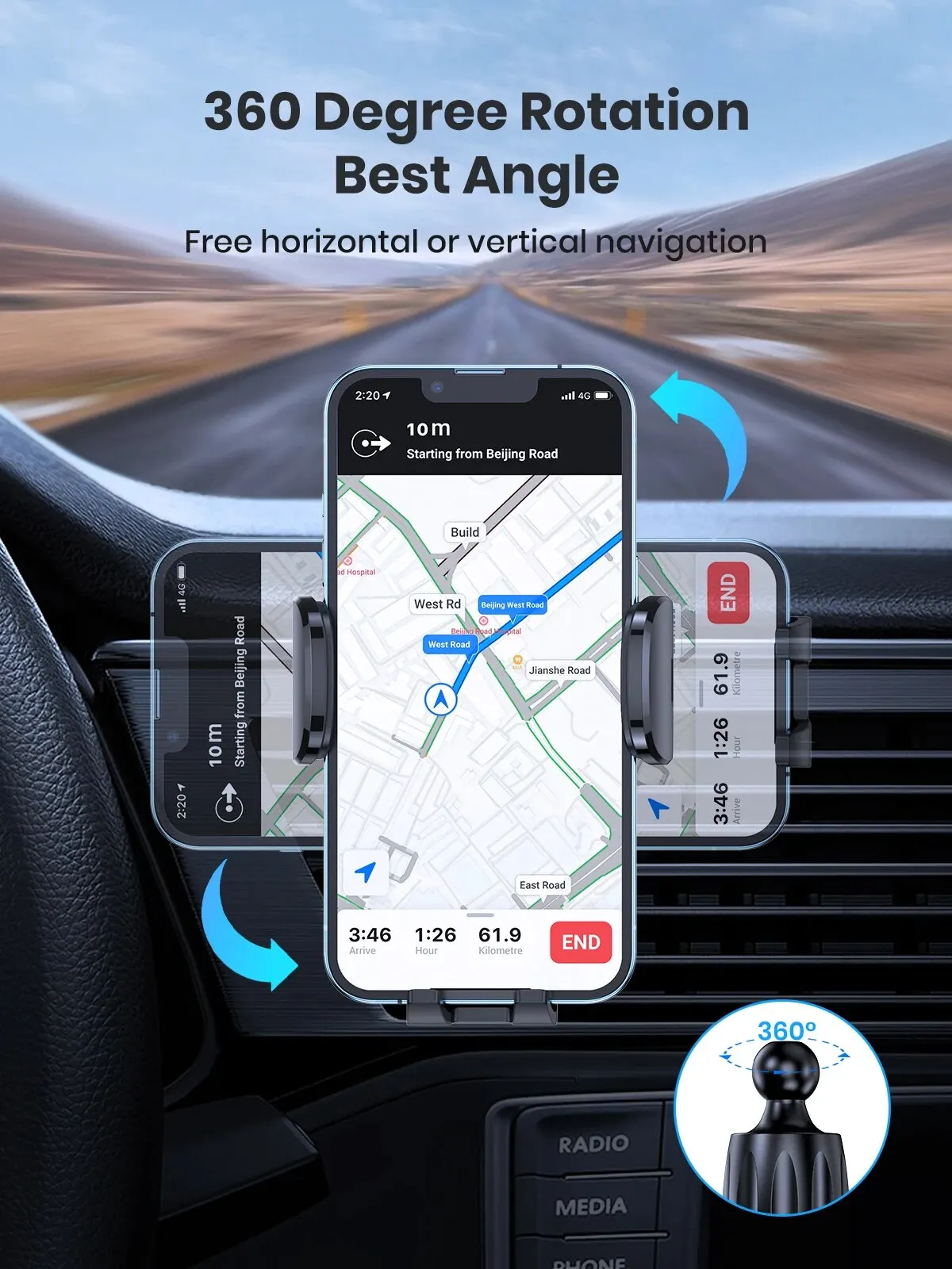Car Phone Holder Mount for Car Air Vent Universal Hands Free Automobile Cell Pho
