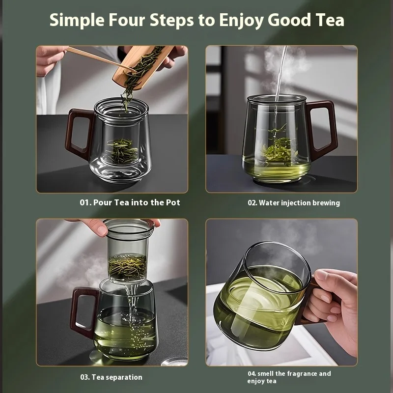 Gianxi Glass Tea Cup Tea Separationcup Personal Office With Handle Household High Temperature Resistance Scented Water Cup