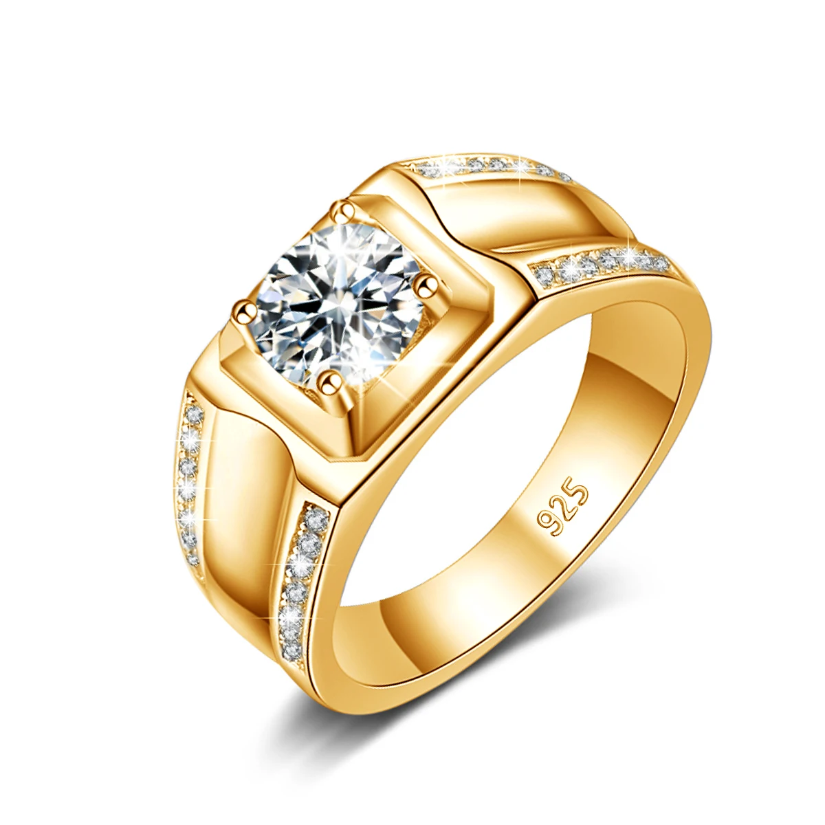 Trends 2025 Luxury Moissanite Ring Men Hip Hop Wedding Band