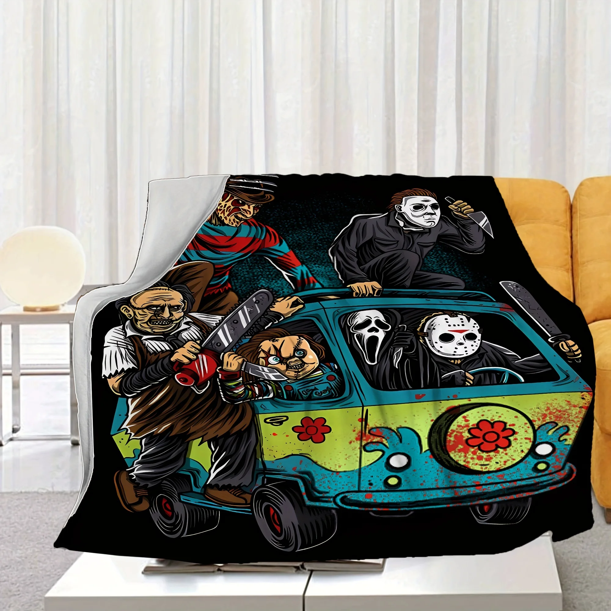 Halloween Blanket, Horror Movie Halloween Blanket - Super Soft and Cozy for Sofa, Bed, Travel and Camping - 1 Piece 2