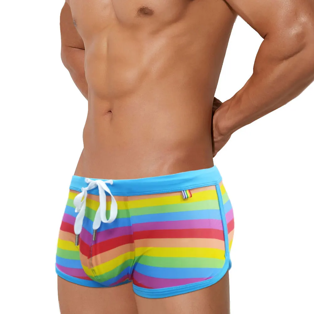 Men Swimwear Summer Swimsuit Kids Surf Man Trunks Push-up Beach Low-Waist Pride Day Gay Swim Bathing-Pants surfing