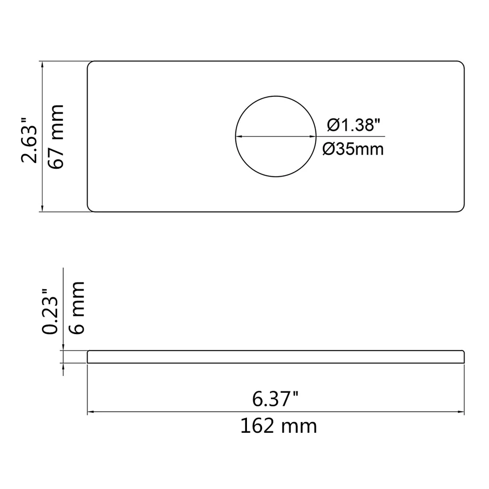 Wovier 6" 3-to-1 Rectangle Kitchen Faucet Cover Deck Plate Bathroom Kitchen Sink Faucet Hole Cover Deck Plate Escutcheo