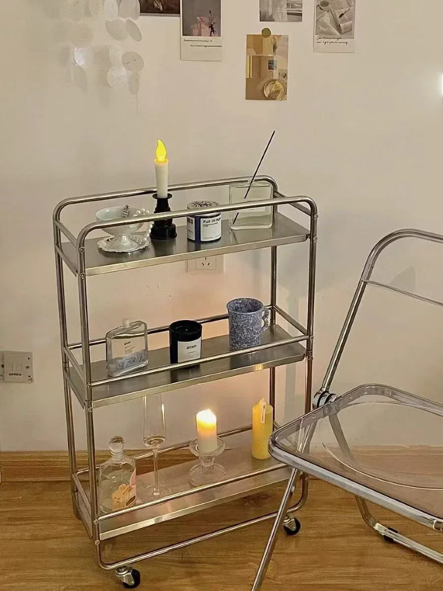 Minimalist Storage Car Multi-Functional High-Capacity Space Saving Independent Storage Car Mobile Standing Rolling Shelf