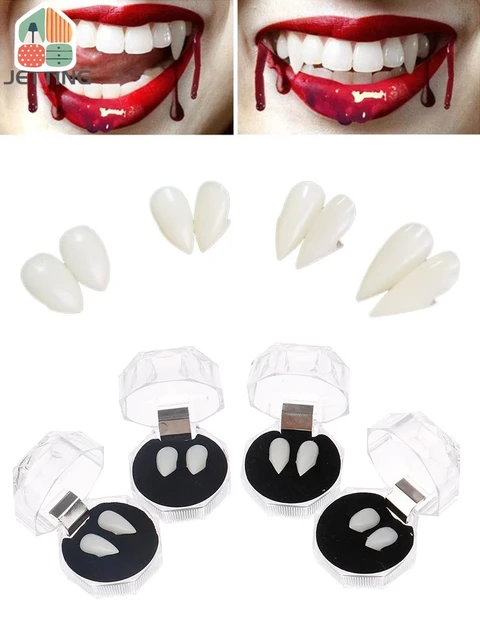 COOLJOY 3 Pairs Vampire Teeth Fangs with Adhesive Halloween Party Cosplay  Props Horror Party Favors