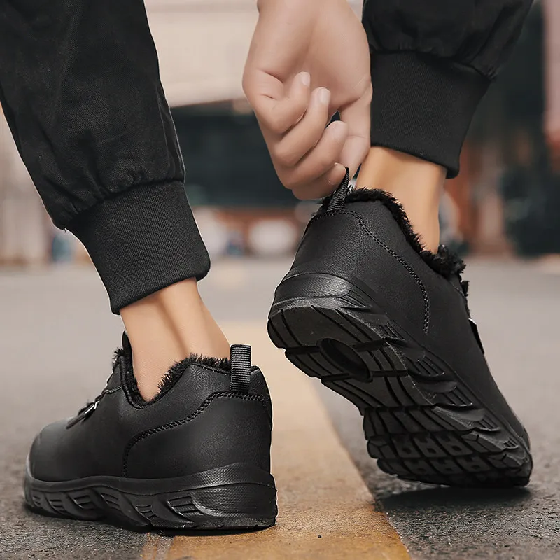 Brand Men Shoes Fashion Sneaker Artificial Leather Footwear Outdoor Winter Warm Plush Shoes Men Non-slip Waterproof Male Shoes