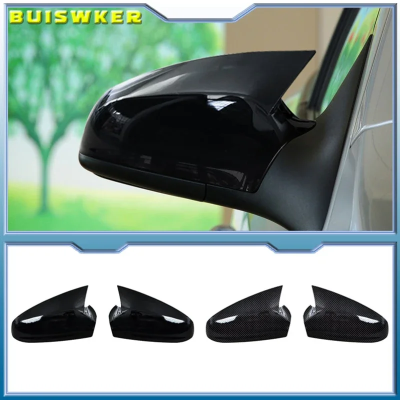 

For Opel Astra J 2 Pieces ABS Plastic Bat Wing Mirror Covers Caps Rearview Mirror Case Cover Gloss Black Car Accessories