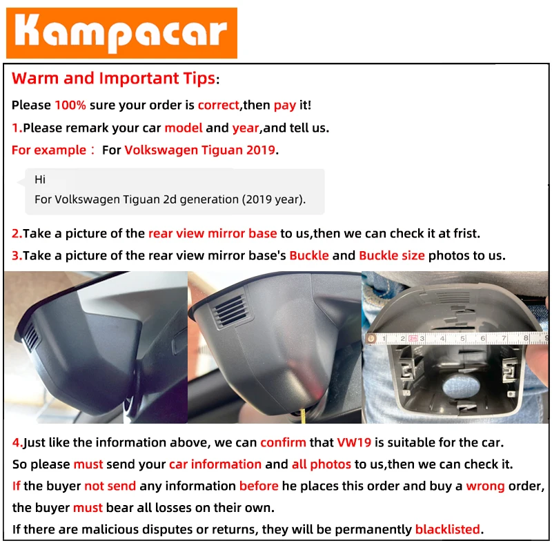 Dash Cam Kampacar VW19-E for Volkswagen Tiguan