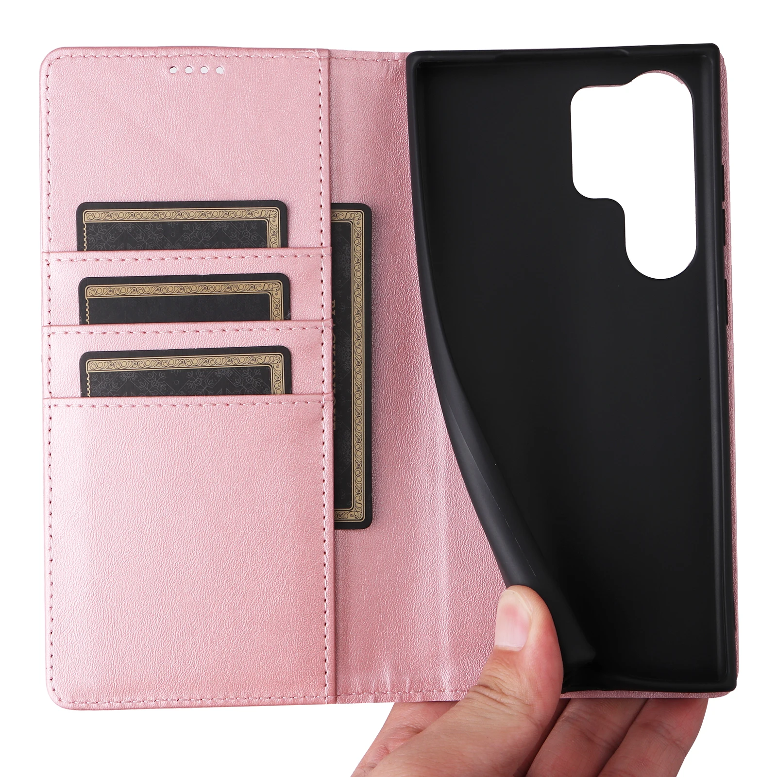 Premium PU Leather Wallet Phone Case with Card Slots and Magnetic Closure
