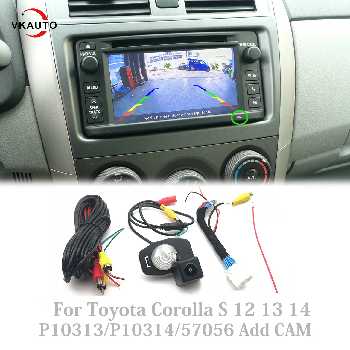 

VKAUTO For Toyota Corolla S 2013 2014 OEM Radio Touch Screen Display P10313 P10314 57056 Add After market Camera kit