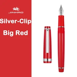 Elegant Silver Clip Luxury Fountain Pen with Extra Fine Nib - Premium Writing Instrument for Office & School Supplies (S - Big Red)