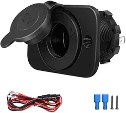 Universal 12V Power Outlet Receptacle with DIY Installation Kit (Black)