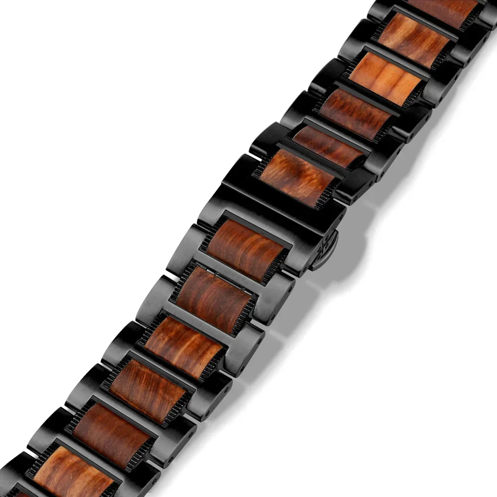 Elegant 22mm Metal Rosewood Strap