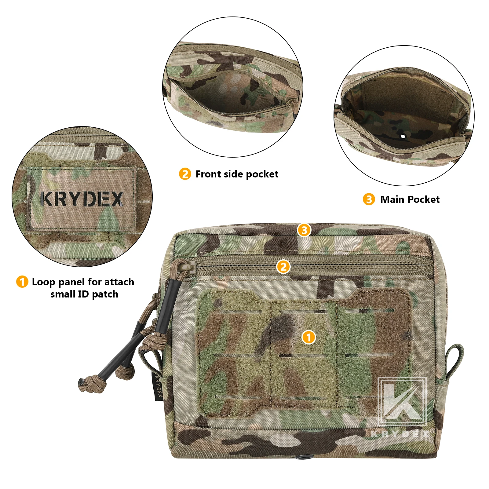 KRYDEX Taktische GP-Tasche, Allzwecktaschen, Utility EDC MOLLE Aufbewahrungstasche für Chest Rig, Weste, Gürtel, Rucksack – Detail 7