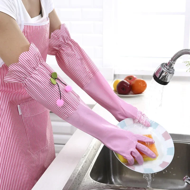 Dish Washing Gloves Household Thick Rubber Long Glove Cleaning Tools Winter Housework Kitchen Accessories Waterproof Antifouling