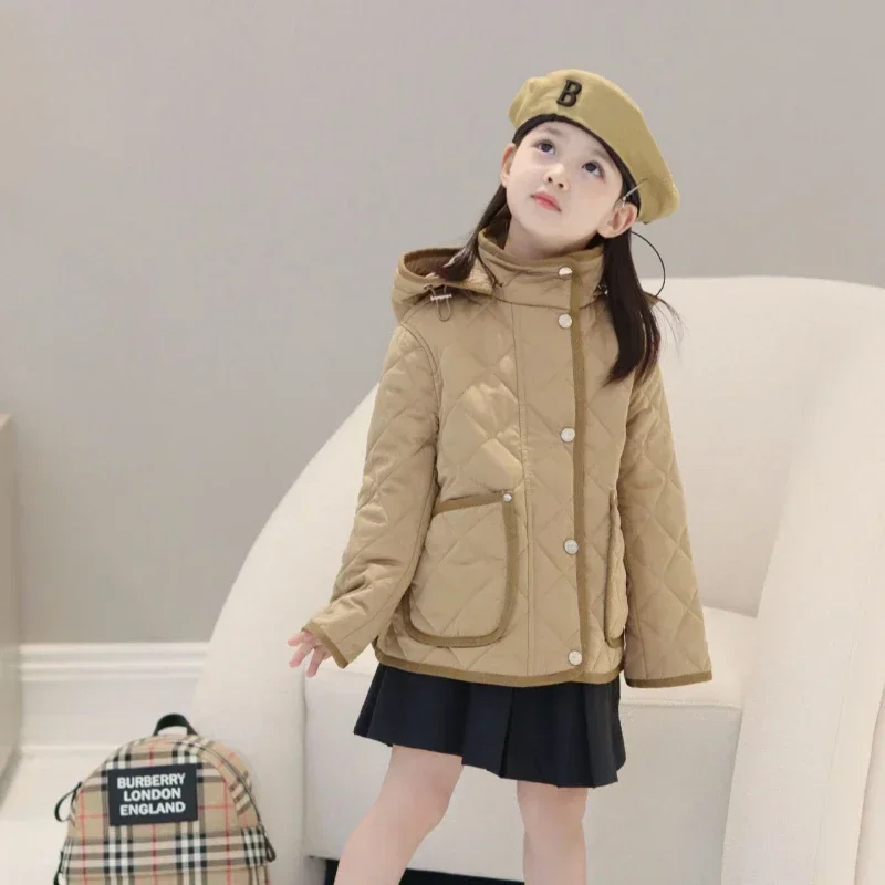 Korean Boys Girls Stand Collar Hooded Cotton Children's Coatwinter Waterproof Thick Warm Parent-Child Winter Outerwear