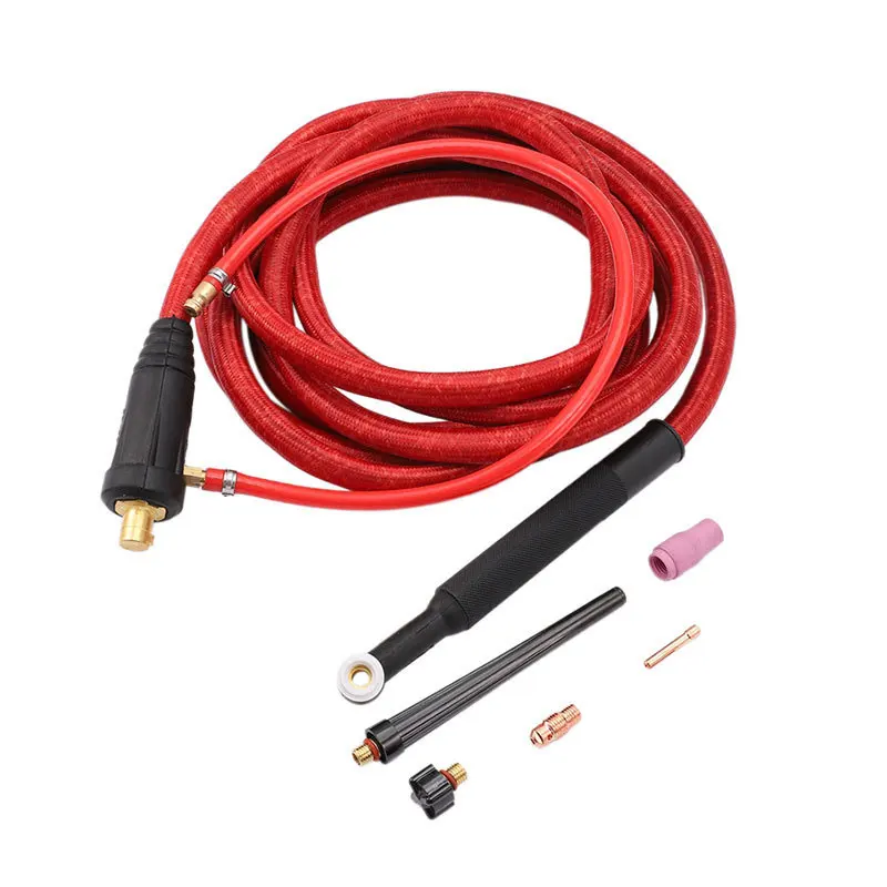 

WP9 TIG Welding Torch Accessories 4M Red Super Soft Hose Braided Air-Cooled Complete Welding Torch Connector