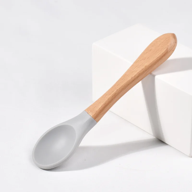 Spoons Baby Feeding Spoon Fork Wooden Handle Spoon Fork Set, Baby Plate Set - 第 16/22 張圖片