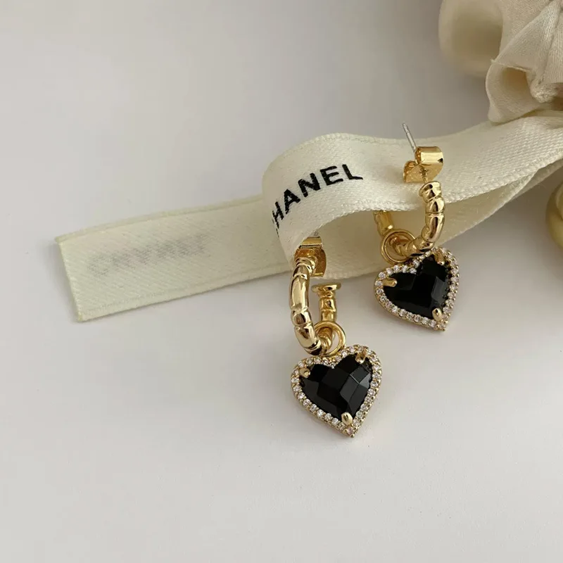 LOVE Heart Zircon Drop Earrings for Women Couple Jewelry Accessories