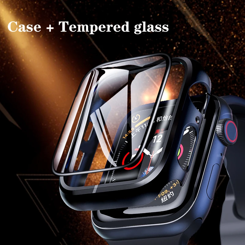Vetro + Cover Per Apple Watch Case 9 8 7 6 Se 3 Iwatch Accessorie Screen Protector Apple Watch Series 44Mm 40Mm 38/42Mm 45Mm 41Mm