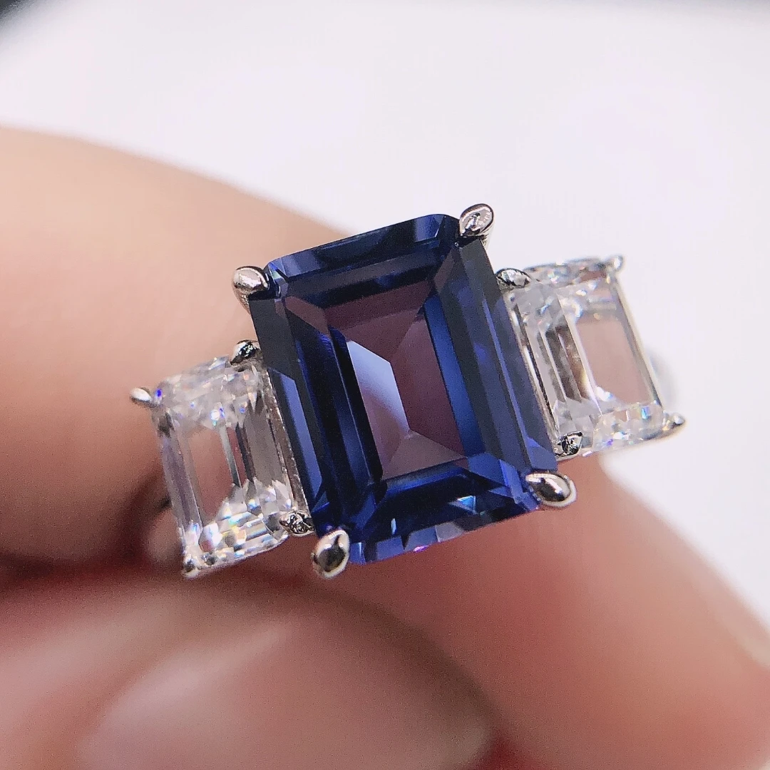 Sonder angebot 3ct Smaragds chliff Labor blau Diamant Verlobung sring massiv 14k 585 Weißgold Ring Jubiläums tag Geschenk 190