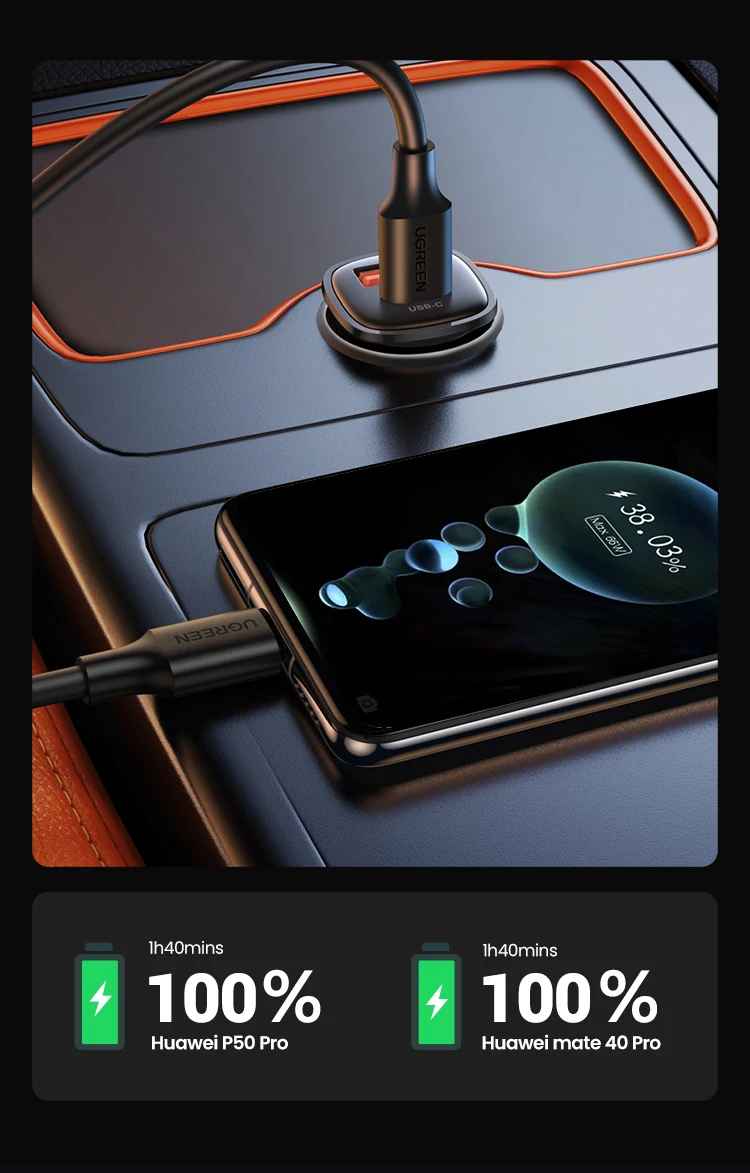 【NEW-IN】UGREEN USB Car Charger 30W Quick Charge 4.0 QC4.0 QC3.0 PD Type C Fast Car USB Charger For iPhone 17 Xiaomi Mobile Phone