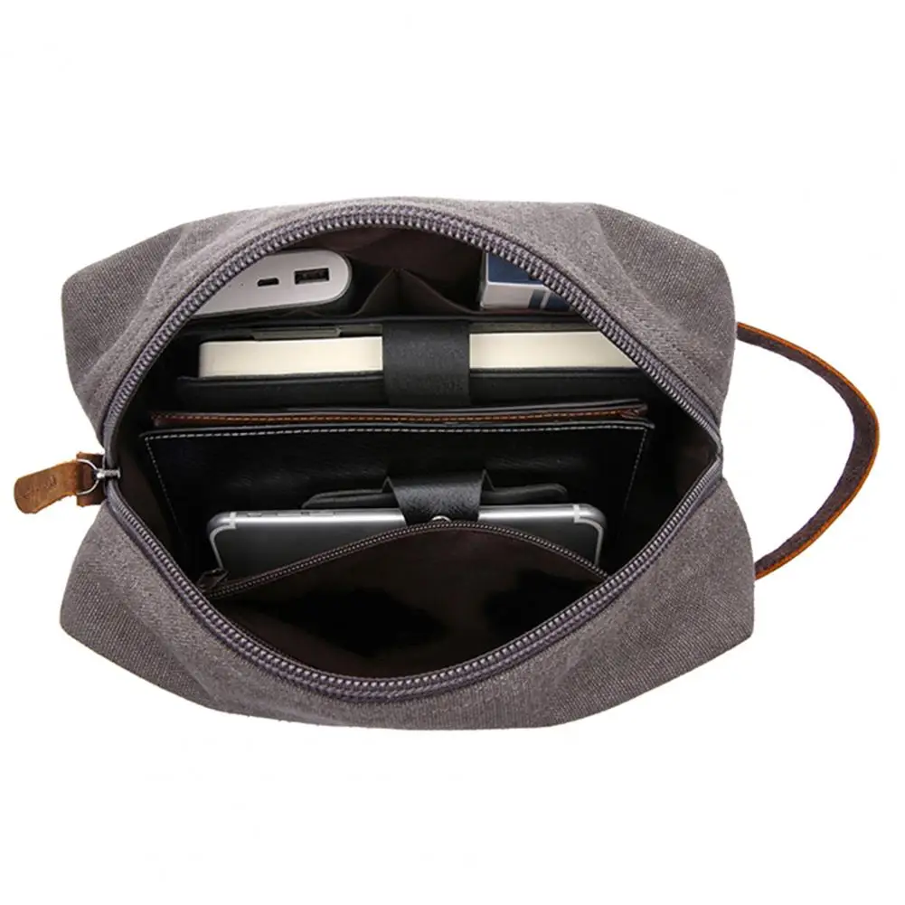 Portable Women Retro Canvas Bag Wear-resistant Toiletry Bag Cosmetic Makeup Pouch Organizer Men's Fashion Zipper For Travel