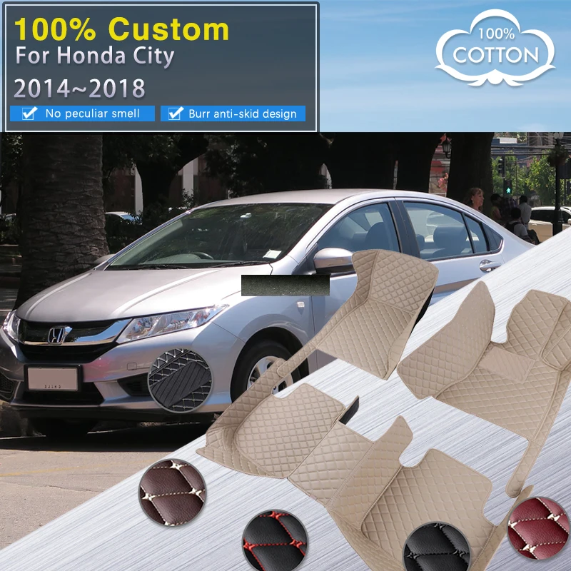 Автомобильные коврики для Honda City Grace Ballade GM4 5 6 8 9 2014 ~ 2018 роскошные кожаные прочные